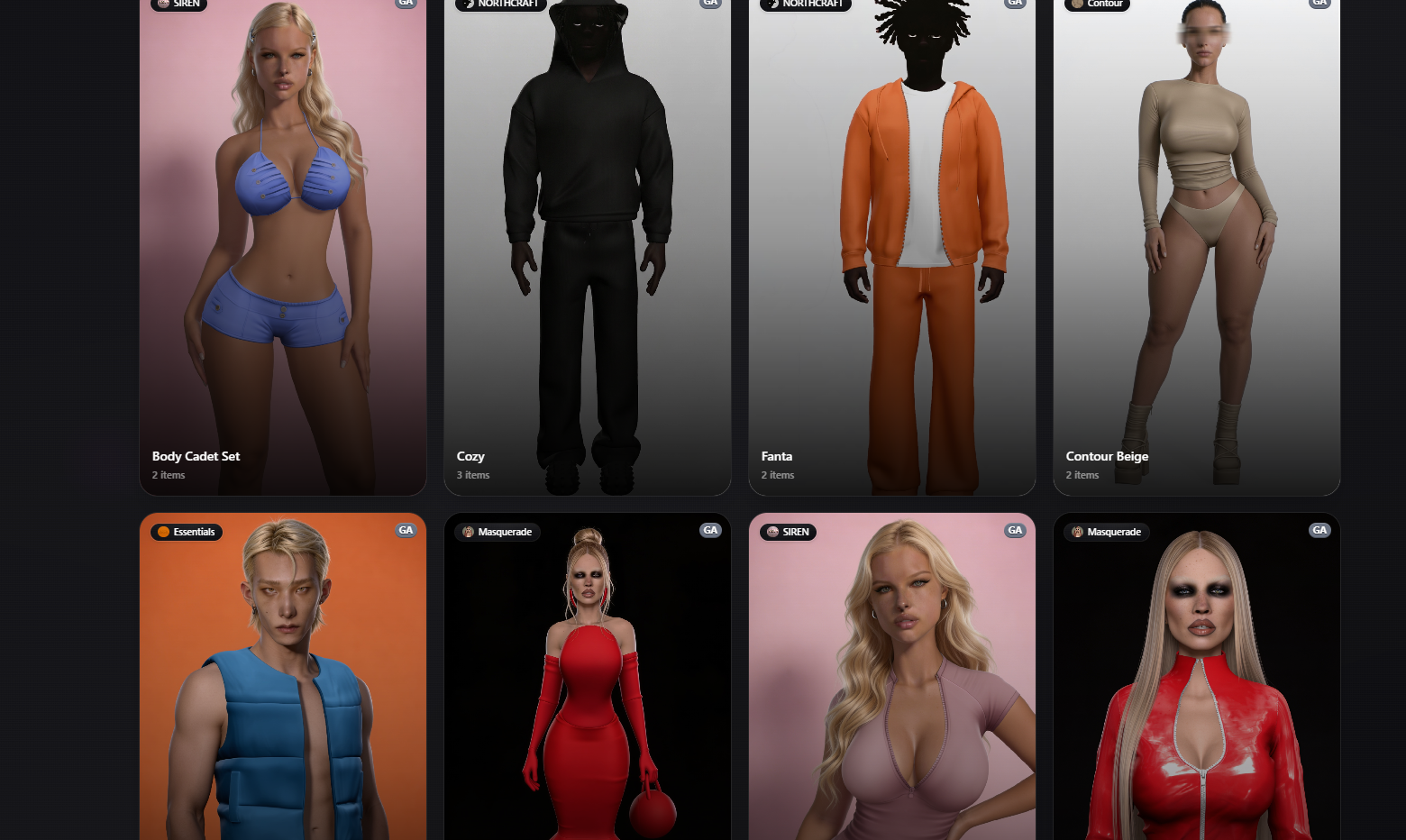 A selection of coordinated product collections in the OOR3D™ Emporium